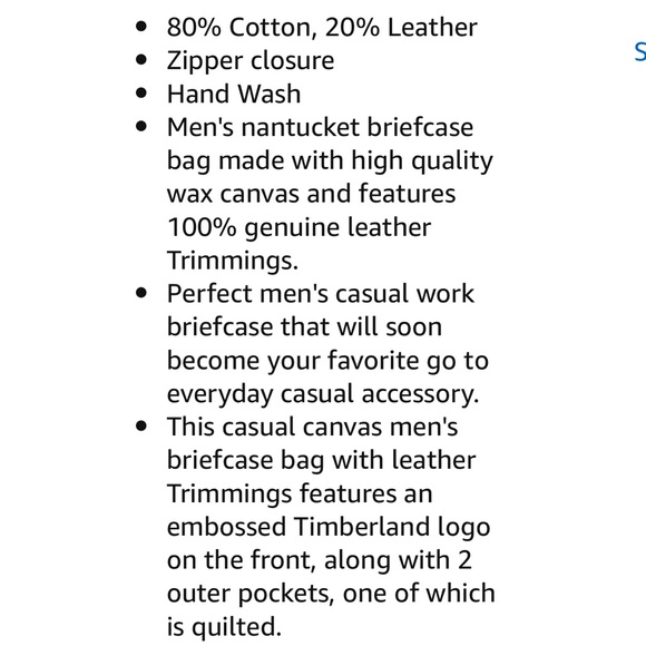 NWT Timberland nantasket canvas briefcase - Picture 7 of 9